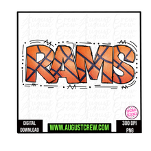 Load image into Gallery viewer, Basketball Doodle| Mascot| Rams| School Spirit