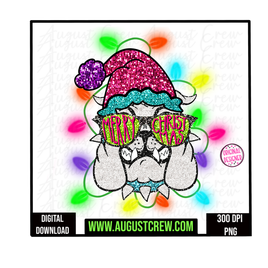 Sequin & Glitter| Glow| Bulldog|  Mascot | Christmas | School Spirit