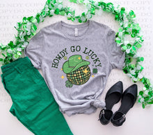 Load image into Gallery viewer, Howdy Go Lucky | St. Patrick&#39;s Day | Grey TShirt
