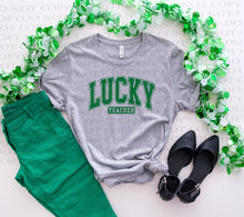 Load image into Gallery viewer, Lucky Teacher | St. Patrick&#39;s Day | Grey TShirt
