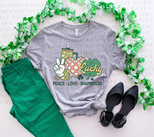 Load image into Gallery viewer, Peace Love Shamrocks| St. Patrick's Day | Grey TShirt