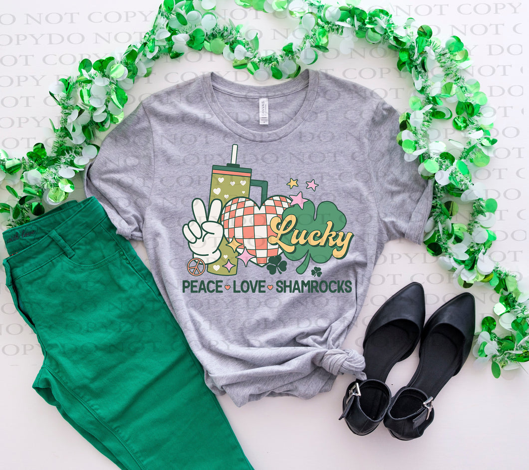 Peace Love Shamrocks| St. Patrick's Day | Grey TShirt