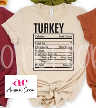 Load image into Gallery viewer, Turkey | Nutriton | Thanksgiving | T-Shirt