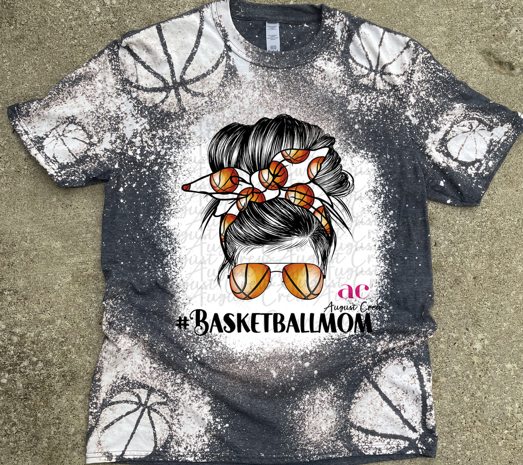 Basketball Mom| Bleached Stitch |  T shirt