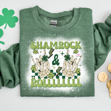 Load image into Gallery viewer, Shamrock & Roll | St. Patricks Day|   Bleached Sweatshirt OR T shirt