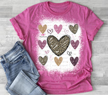 Load image into Gallery viewer, Doodle Hearts |  Valentines | Bleached |  T shirt