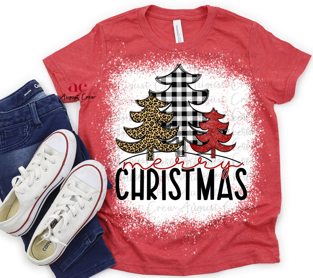Merry Christmas |Tree | Leopard| T shirt (Bleached)