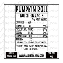 Load image into Gallery viewer, Pumpkin Roll | Nutrion Facts| Digital