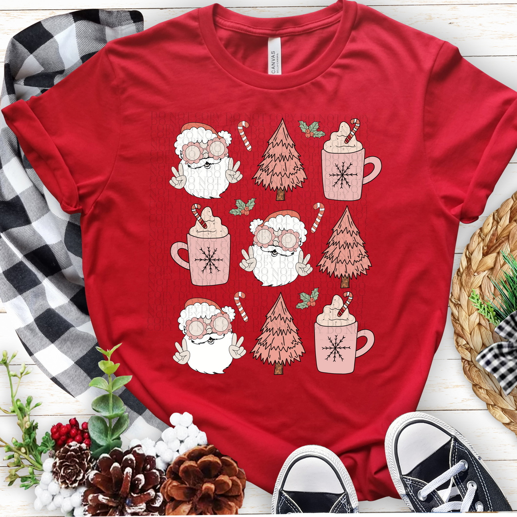 Santa, Coffee & Tree | Retro| | Christmas|