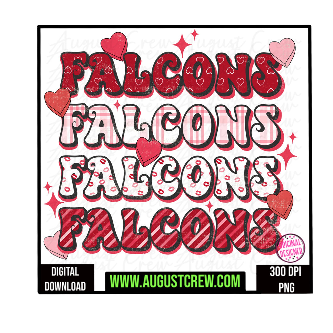 Repeating Mascot| Falcons|  Retro | Valentines