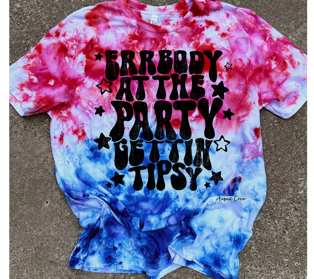 Red, White & Blue hand dyed | July 4th| Errrbody at the party|  Tshirt OR Sweater