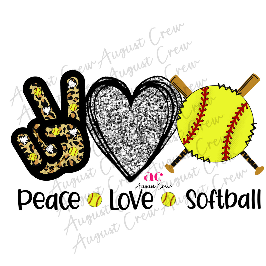 Peace, Love, Softball | Leopard| DIGITAL DOWNLOAD