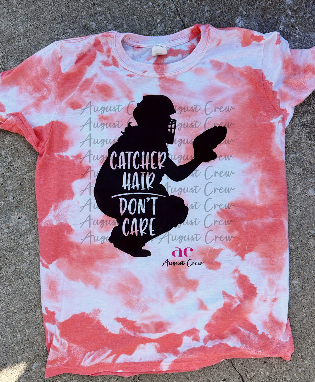 Catcher Hair Dont Care| Softball| Catcher | Marble Dyed Shirt
