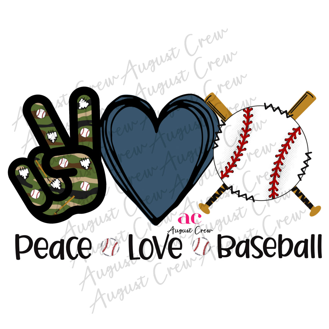 Peace, Love, Baseball | Camo & Blue| No Glitter Design| DIGITAL DOWNLOAD