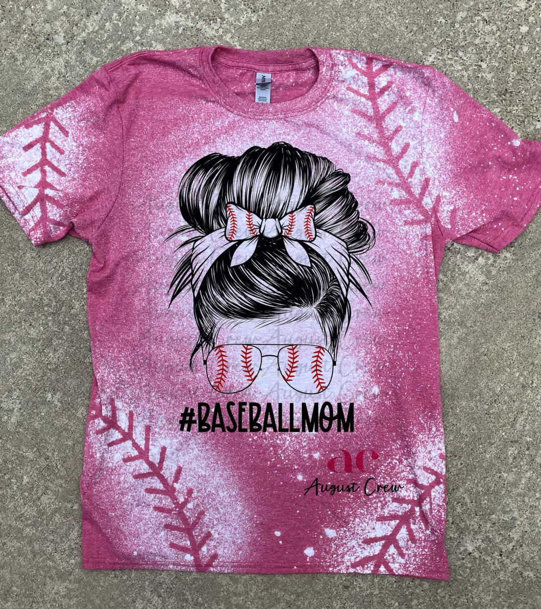 Baseball Mom| Bleached Stitch |  T shirt