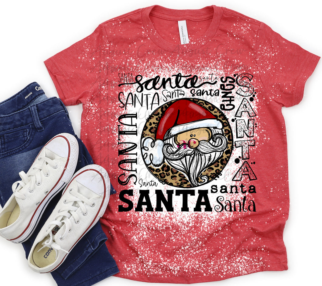 Santa Typography | Christmas |  T shirt (bleached version)
