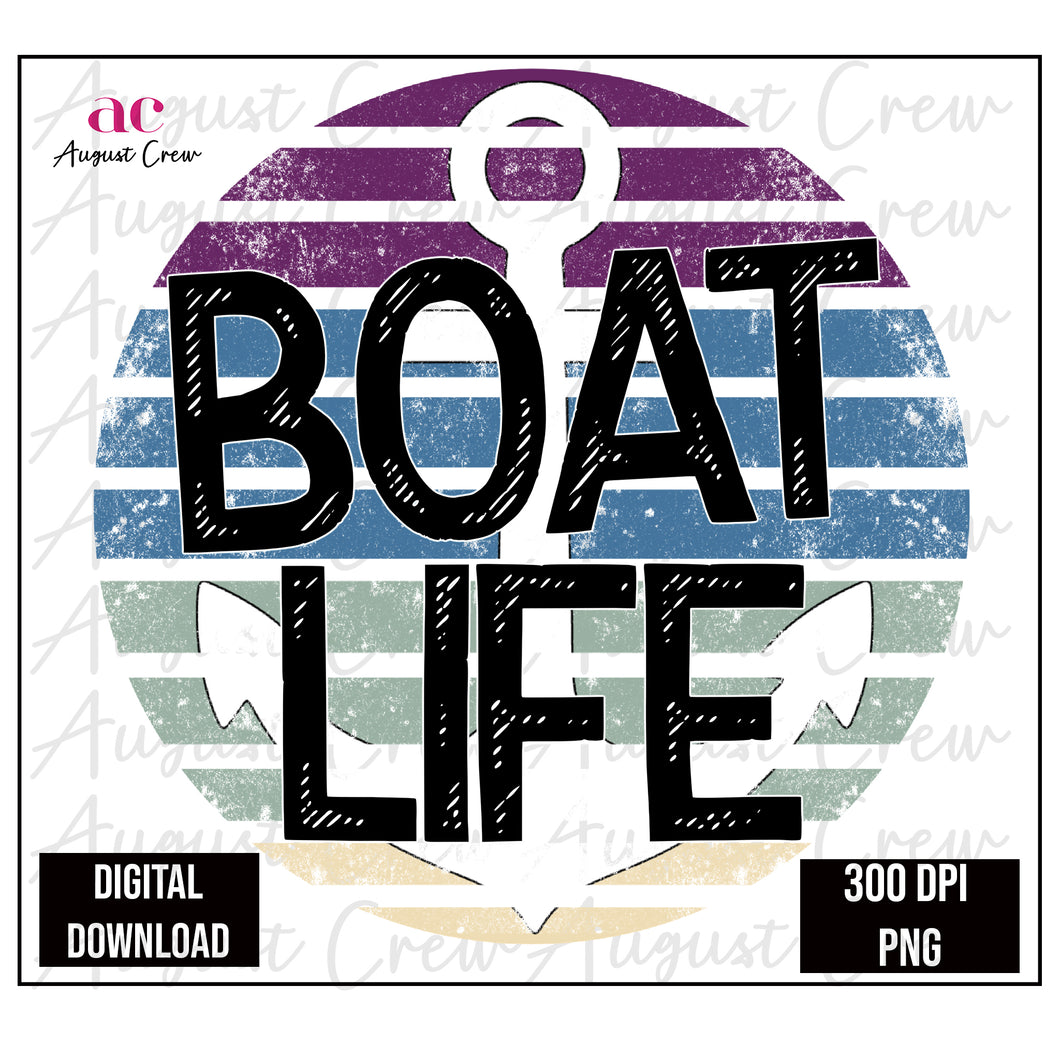 Boat Life| Purple and Blue | Retro|  Digital Download