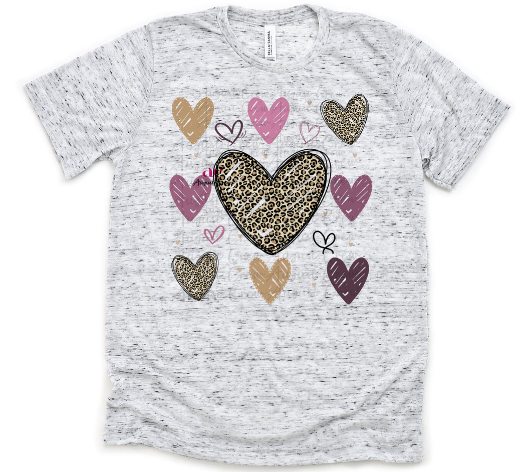 Doodle Hearts | Valentines | T shirt (non bleached)