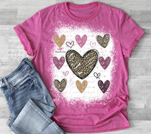 Load image into Gallery viewer, Doodle Hearts |  Valentines | Bleached |  T shirt
