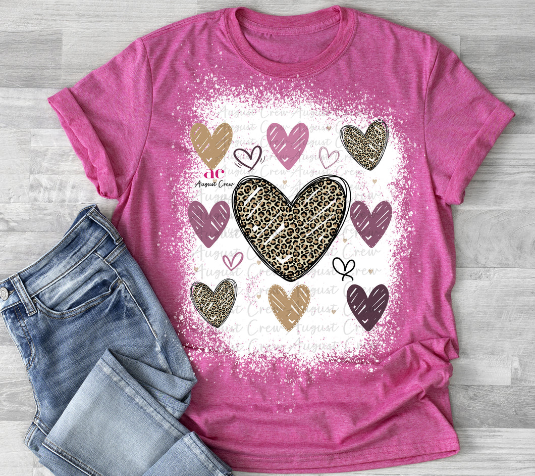 Doodle Hearts |  Valentines | Bleached |  T shirt