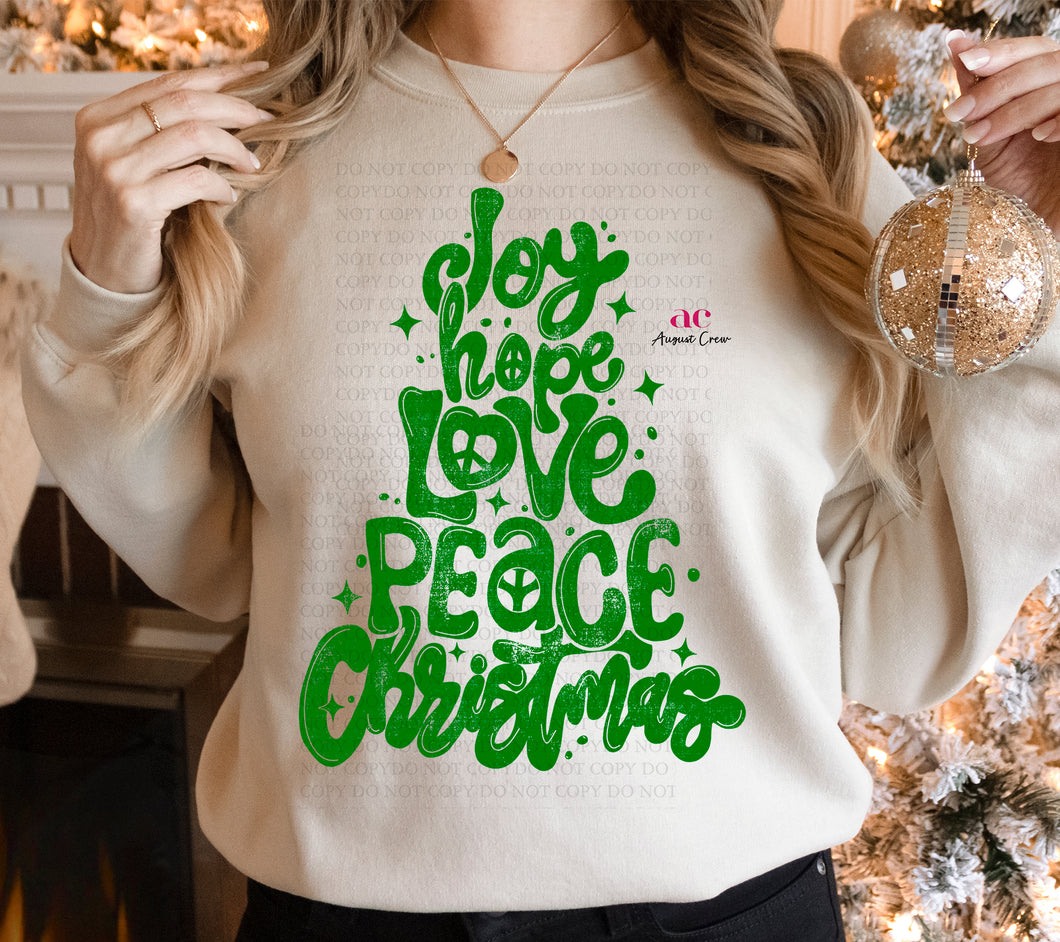Joy Love Hope Christmas| Green| *VARSITY SCREEN PRINT TRANSFER*
