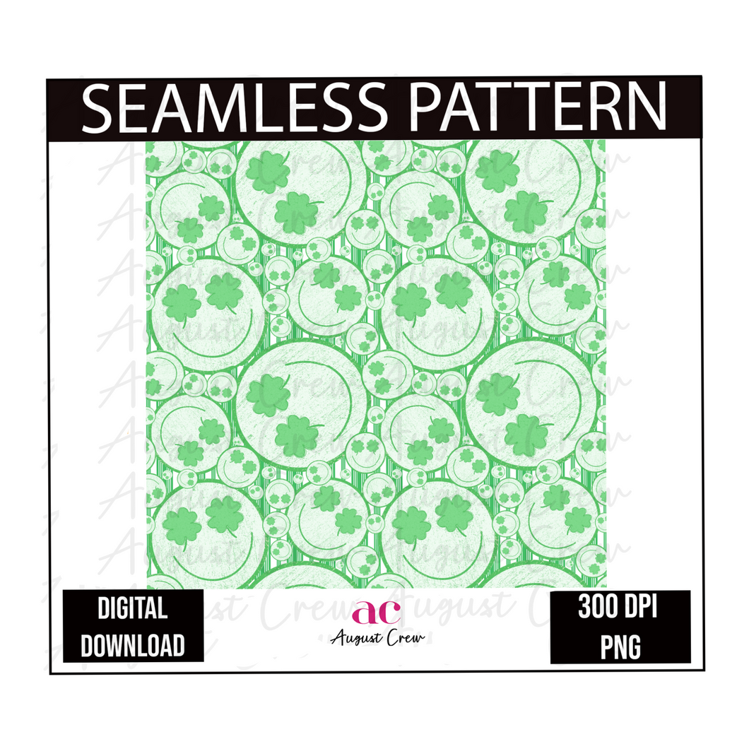 Happy Face Retro| Seamless Pattern | St. Patrick’s Day | Digital Design