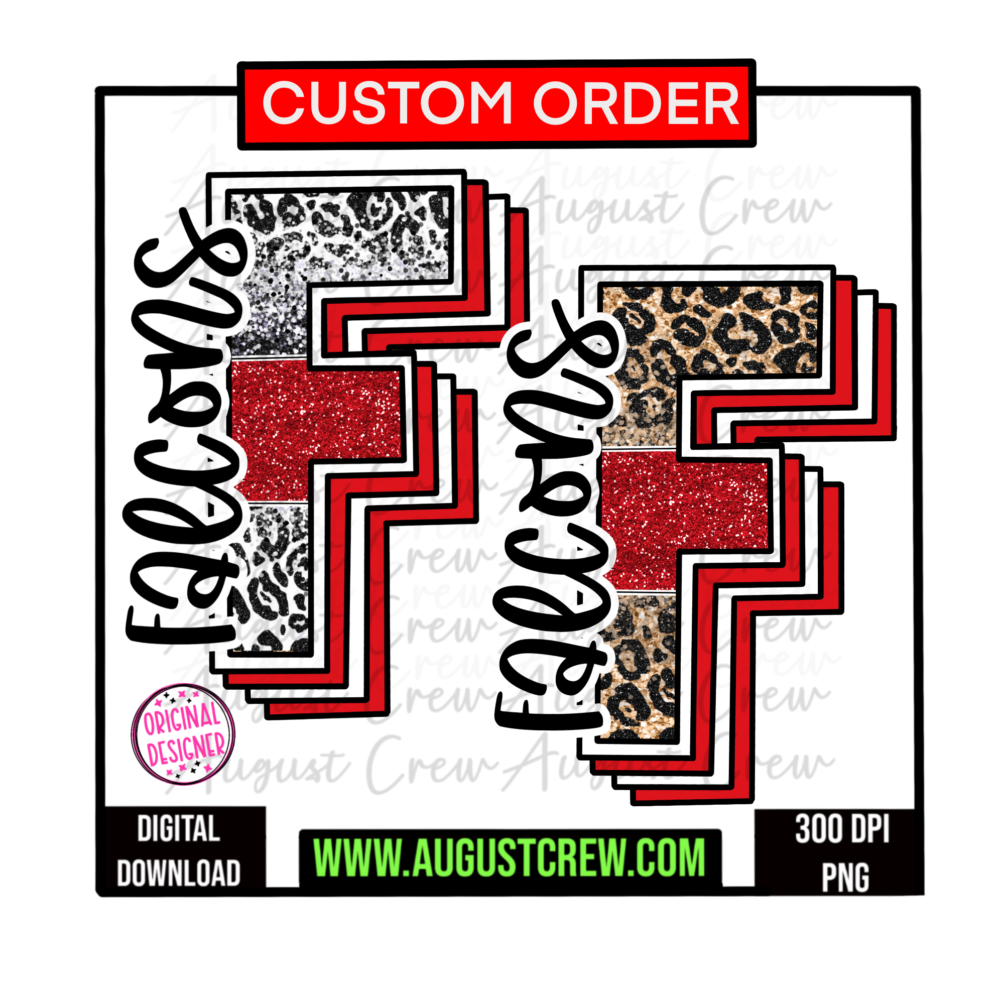 Glitter Varsity Letter Custom Digital Download August Crew