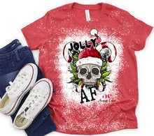 Load image into Gallery viewer, Jolly AF | Bleached|  Skull | Christmas | T shirt
