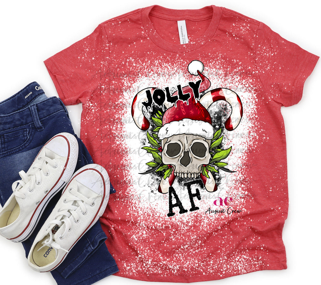 Jolly AF | Bleached|  Skull | Christmas | T shirt