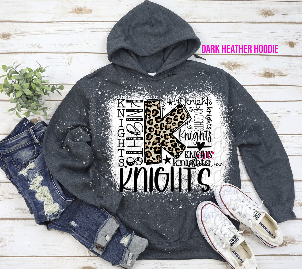 Knights Typography | Gray | Bleached|  Hoodie