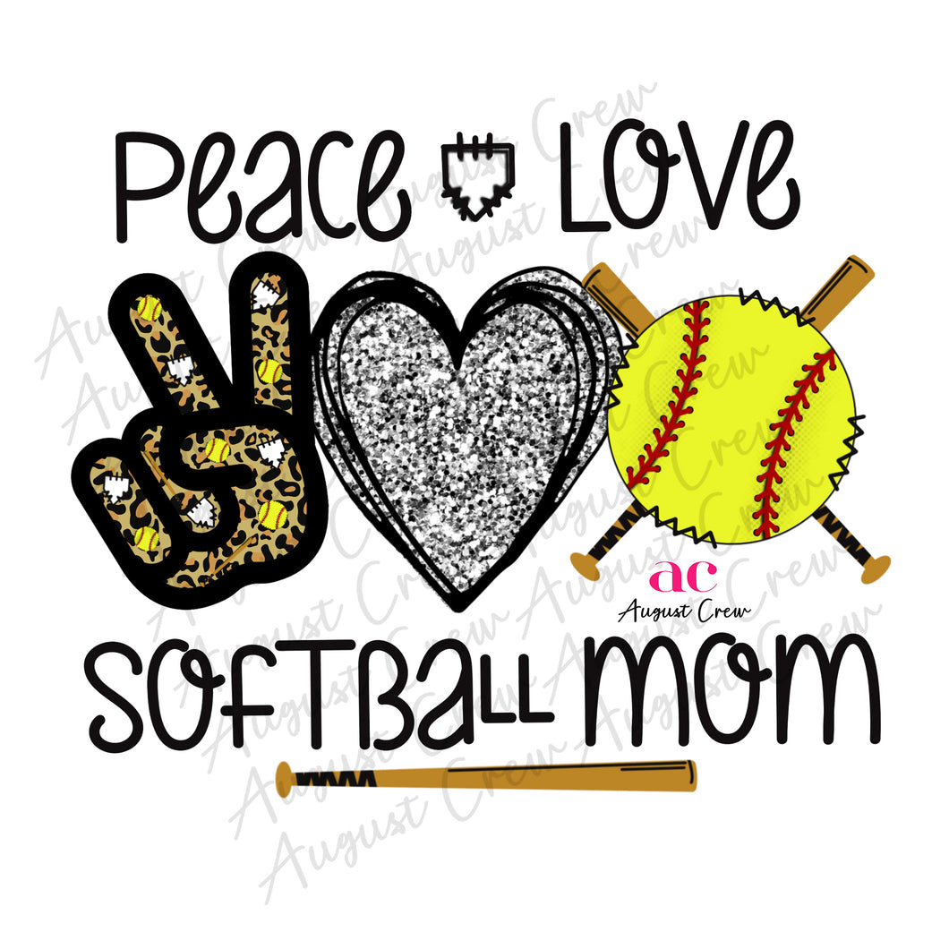 Peace, Love, Softball Mom | Leopard| Digital Download