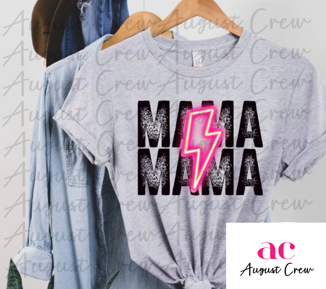 Mama | Pink Lighting Bolt | Tshirt OR  Sweatshirt