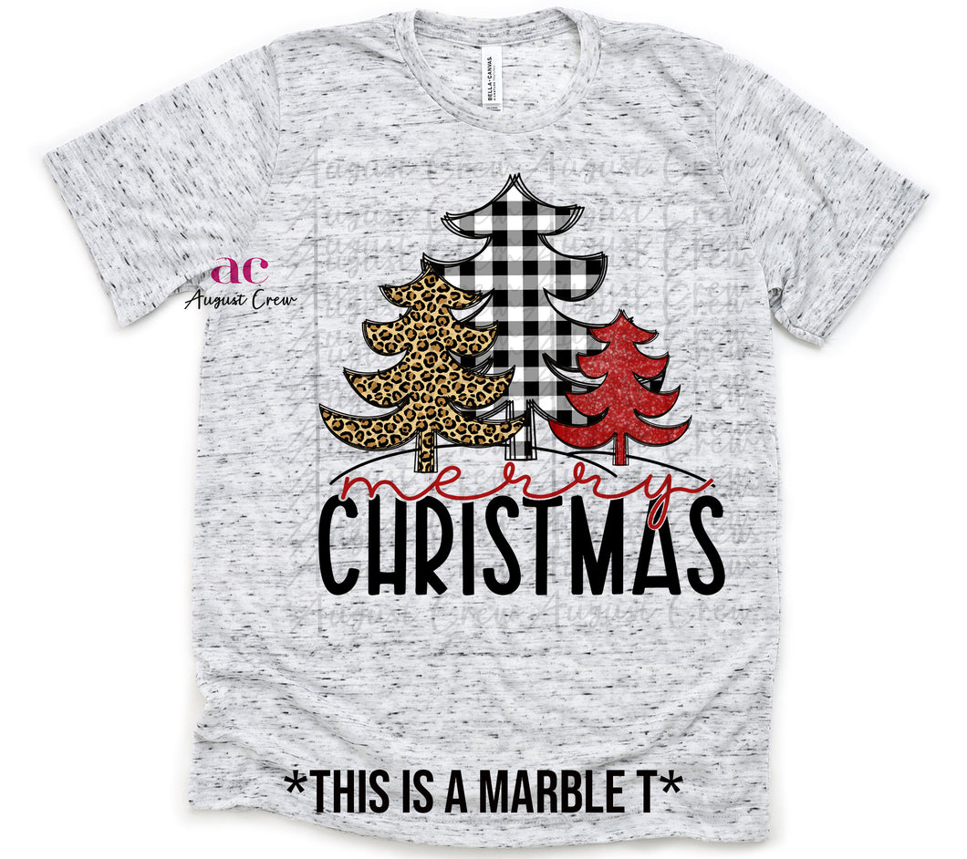 Merry Christmas| Tree| Leopard  T shirt (non bleached)