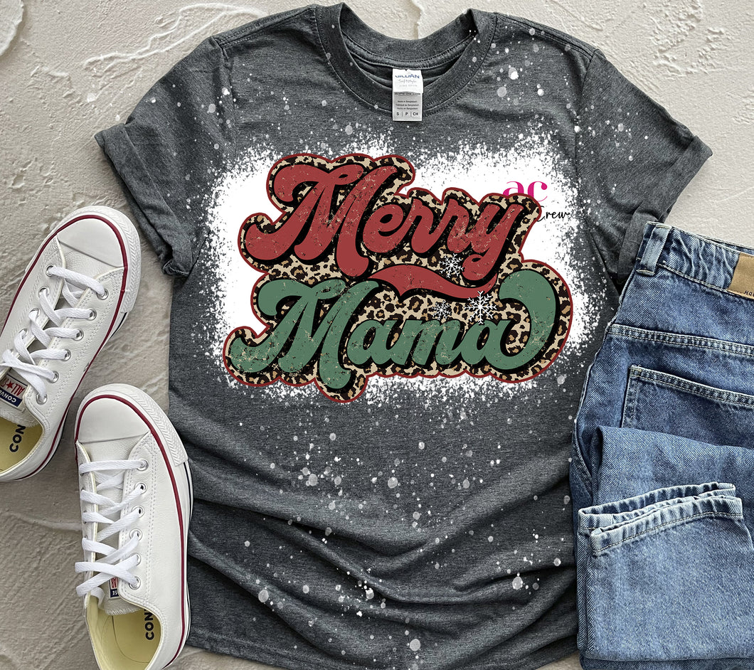 Merry Mama| Leopard| T shirt (Bleached)