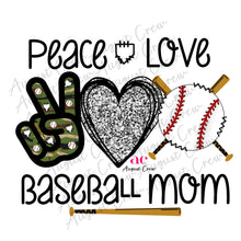 Load image into Gallery viewer, Peace, Love, Baseball Mom | Camo| DIGITAL DOWNLOAD

