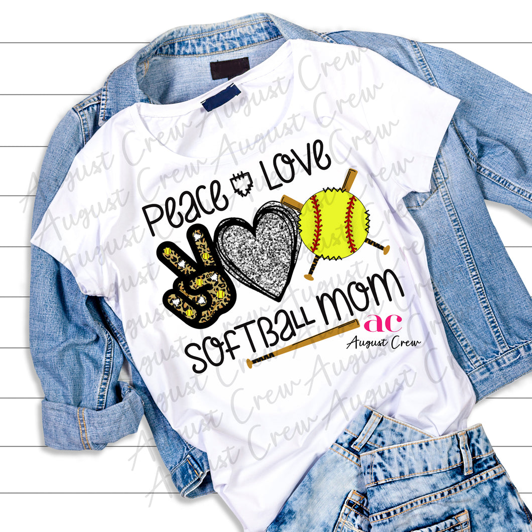 Peace, Love, Softball Mom | Leopard | T-Shirt