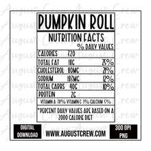 Load image into Gallery viewer, Pumpkin Roll | Nutrion Facts| Digital
