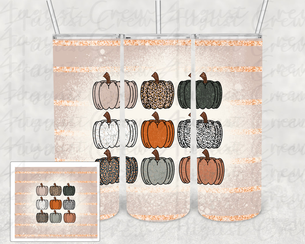 Pumpkins Mauve Glitter|  20oz & 30oz Straight| Digital Design