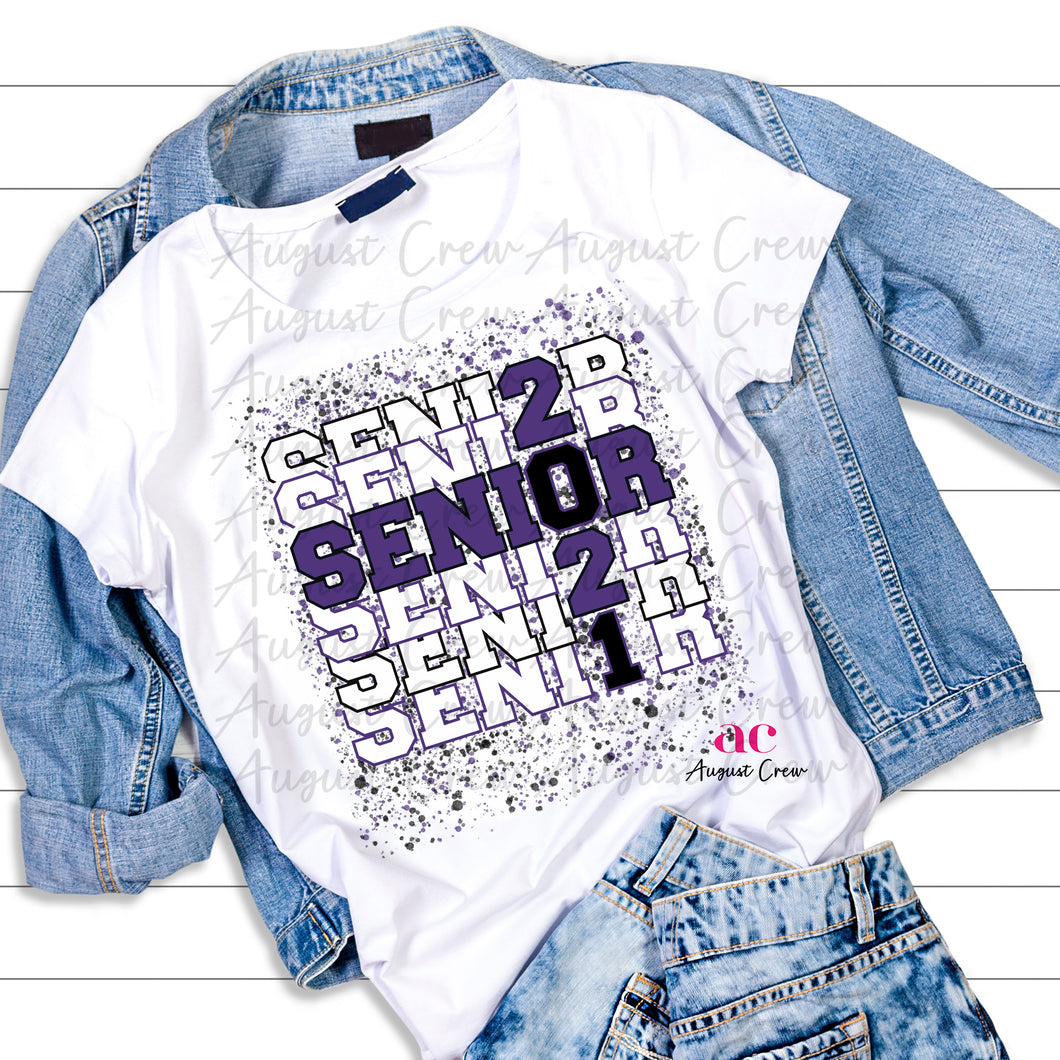 Senior| 2021| Purple & Black  Splatter| Shirt