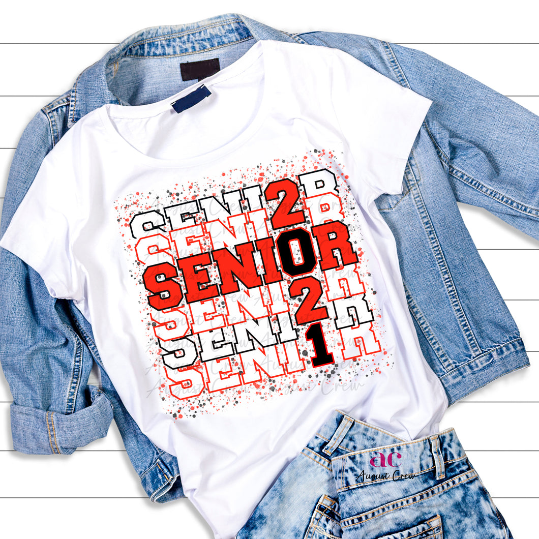 Senior| 2021| Red & Black Splatter| Shirt