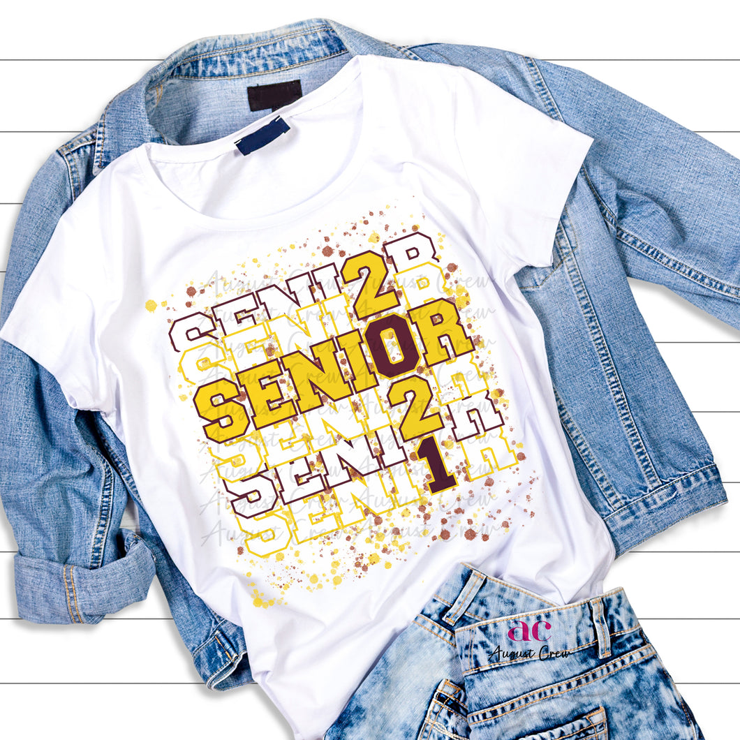 Senior| 2021| Maroon & Yellow Splatter| Shirt