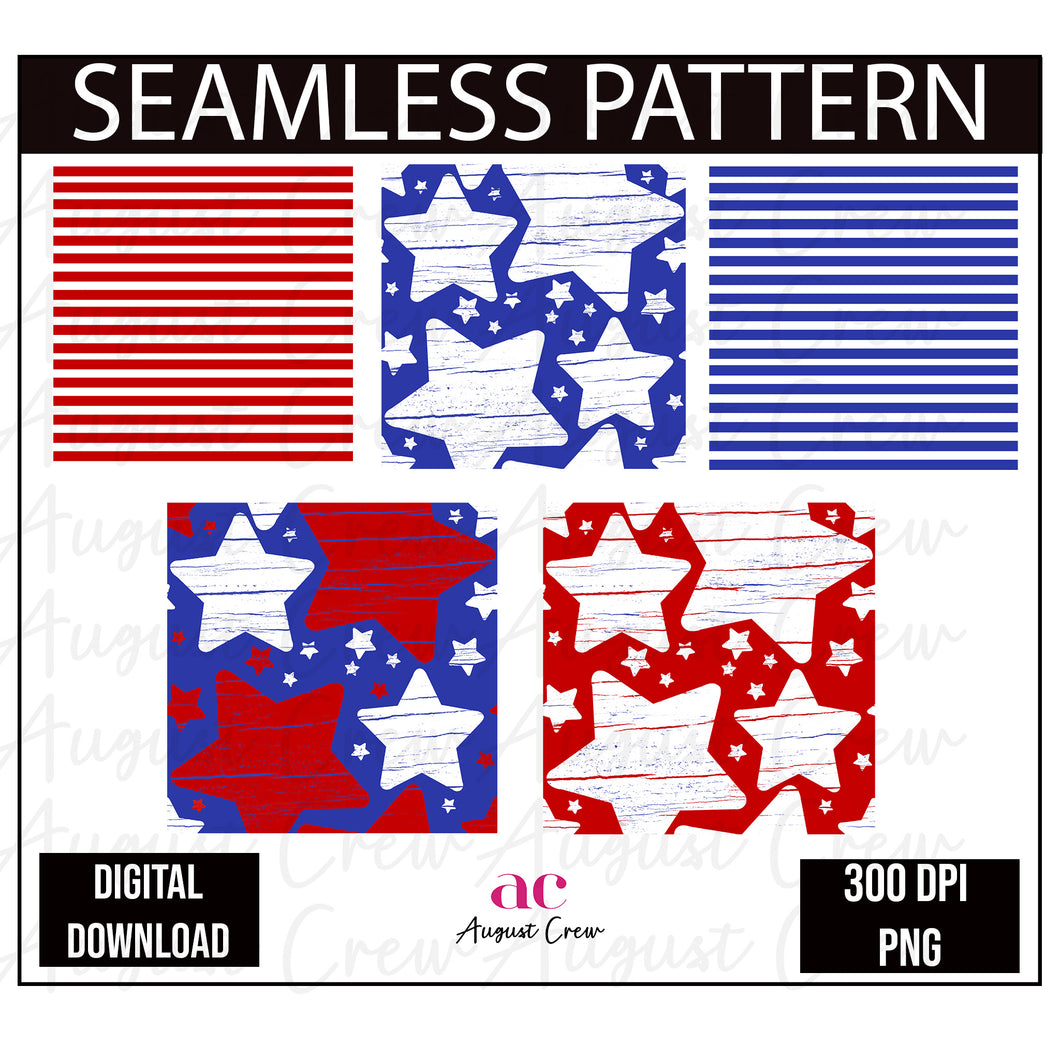 Stars & Stripes| Seamless Pattern | Bundle | Digital Design